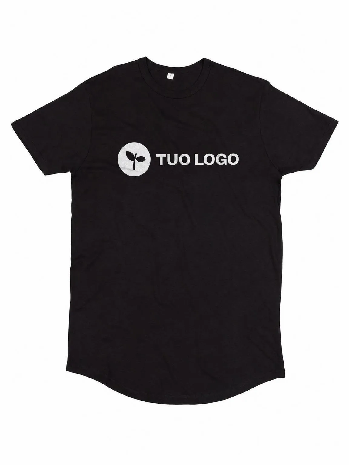 T-shirt maniche corte in cotone organico, con un logo di esempio applicato in serigrafia