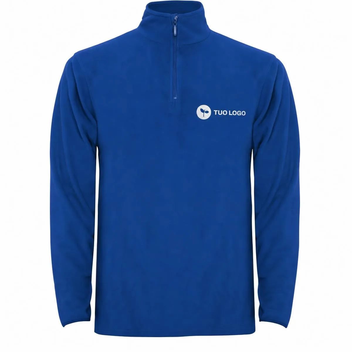 Felpa Micropile Mezza Zip 100% Poliestere, con un logo di esempio applicato nell’area di stampa