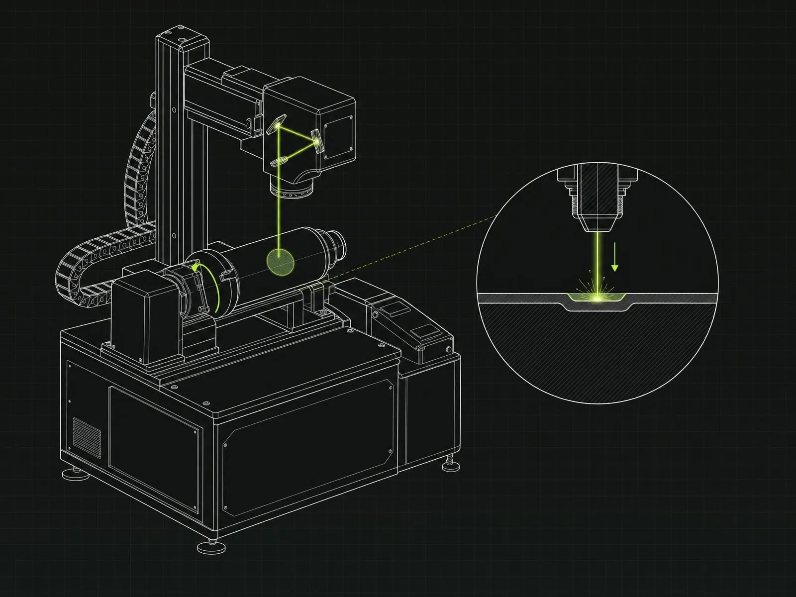 Schema di come si realizza la tecnica incisione laser con i macchinari industriali